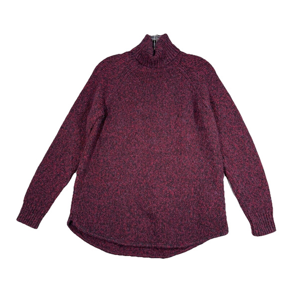 Michael Michael Kors Sweater Womens Small Burgundy Marled Knit Turtleneck Preppy - Picture 1 of 8
